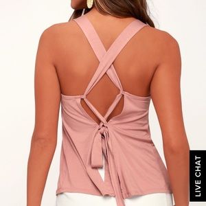 Lulu's Breezy Babe Mauve Lace-up tank top